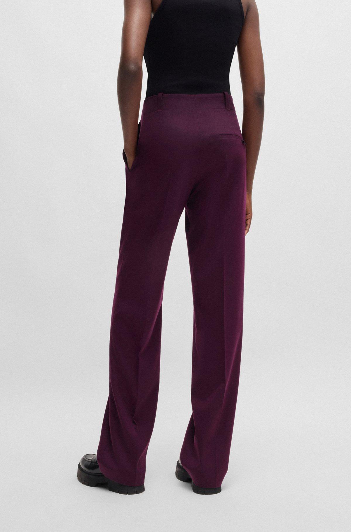 Regular-fit wide-leg trousers in melange flannel Product Image