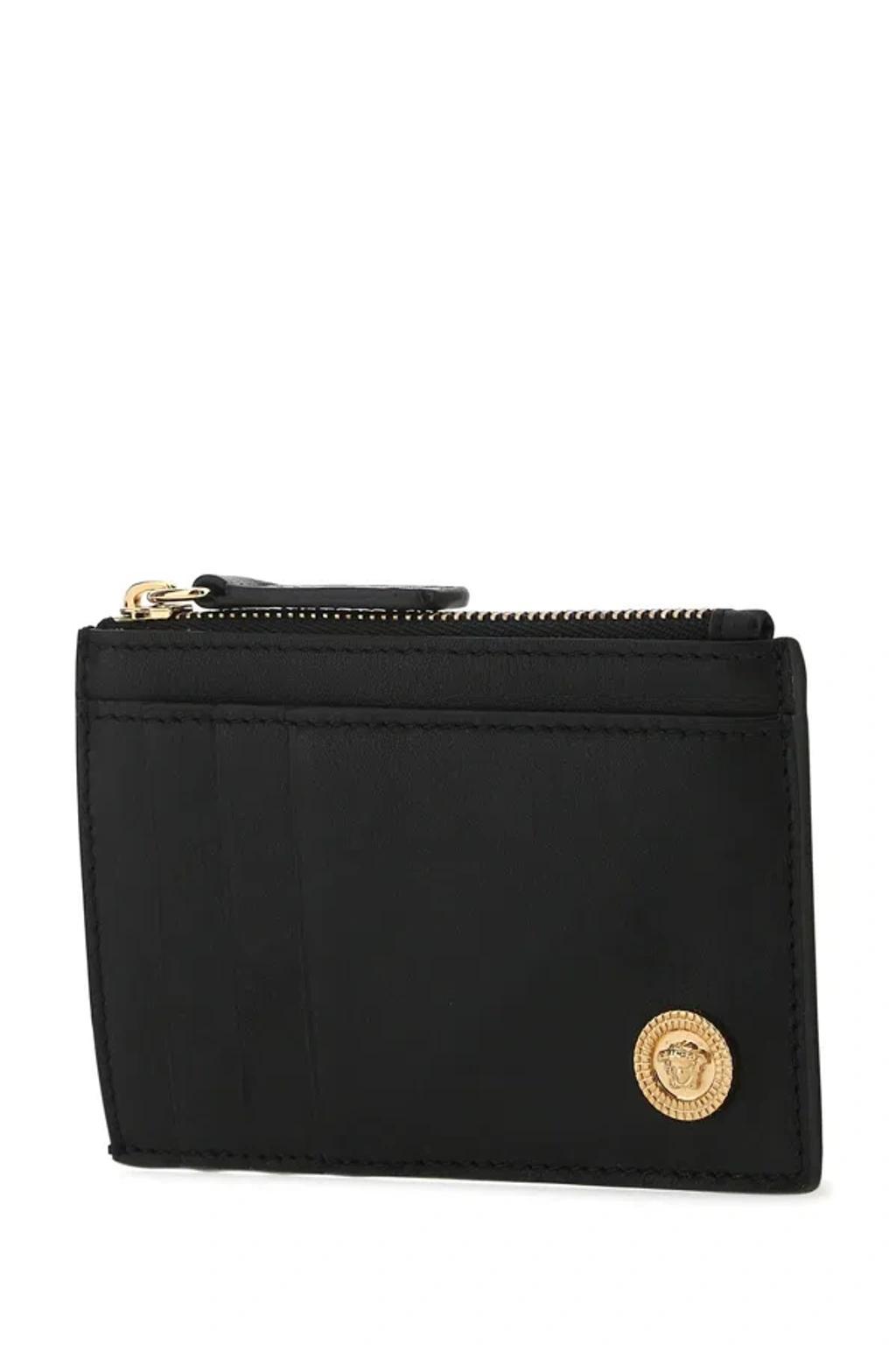 VERSACE Black Leather Card Holder Product Image