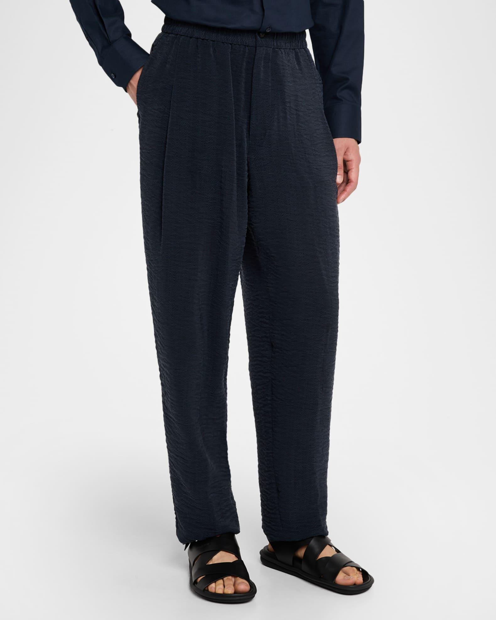 Men's Relaxed-Fit Herringbone Drawstring Trousers Product Image