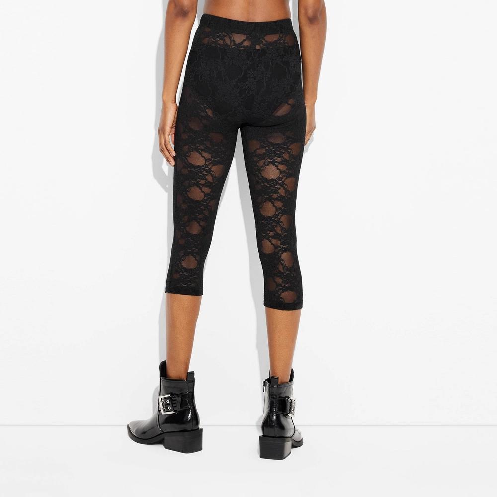 Womens High-Waisted Lace Capri Leggings - Wild Fable Black Product Image