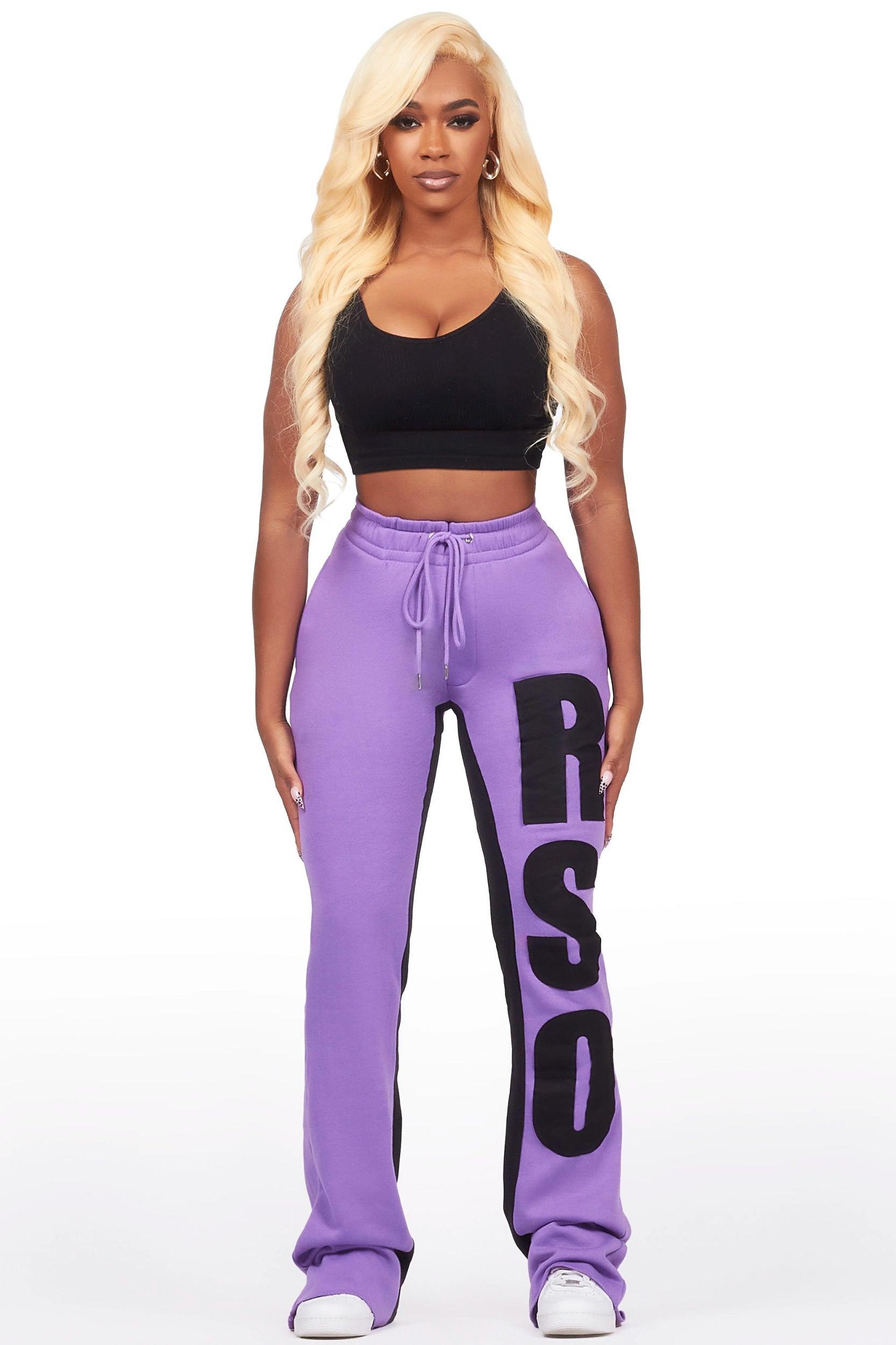 Juatica Purple Baggy Stacked Track Pant Female Product Image
