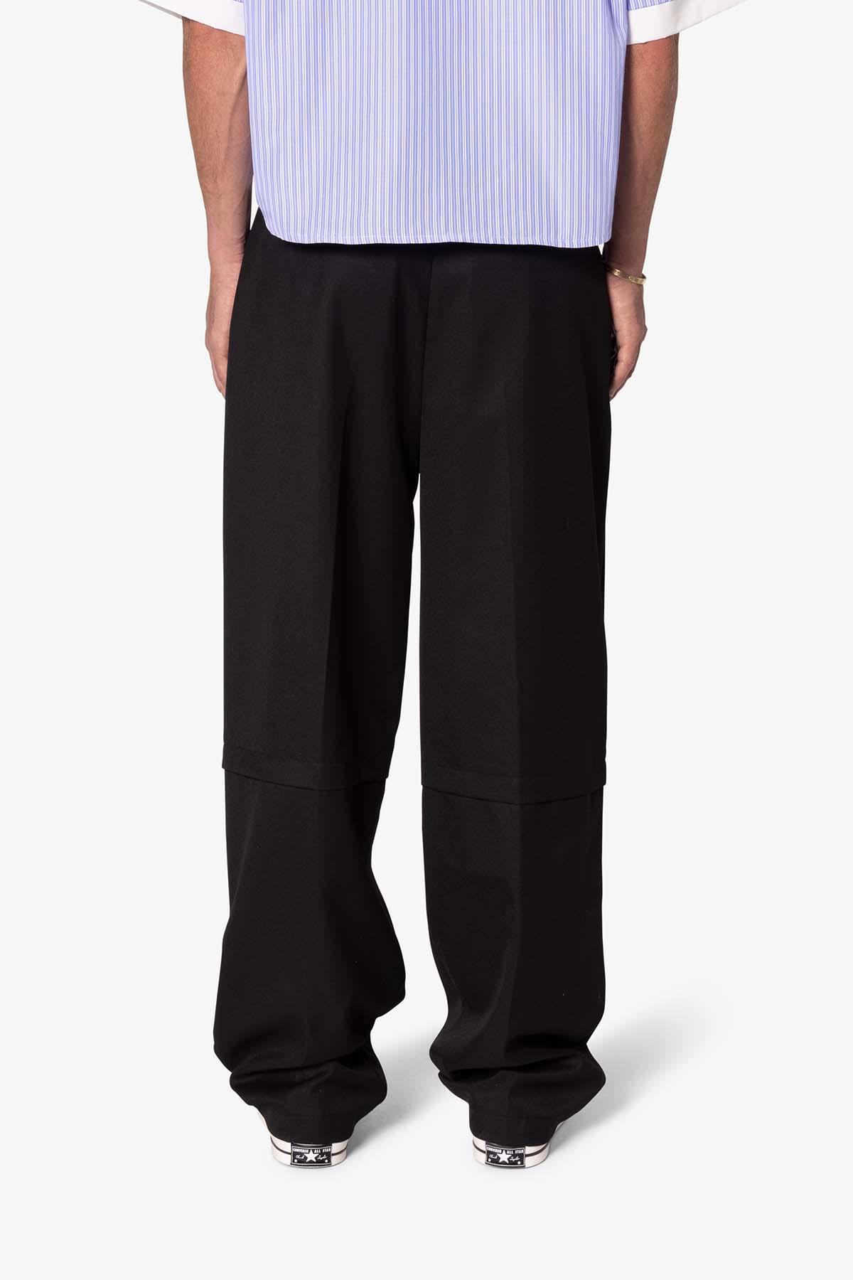Brushed Twill Layered Pants - Black Product Image