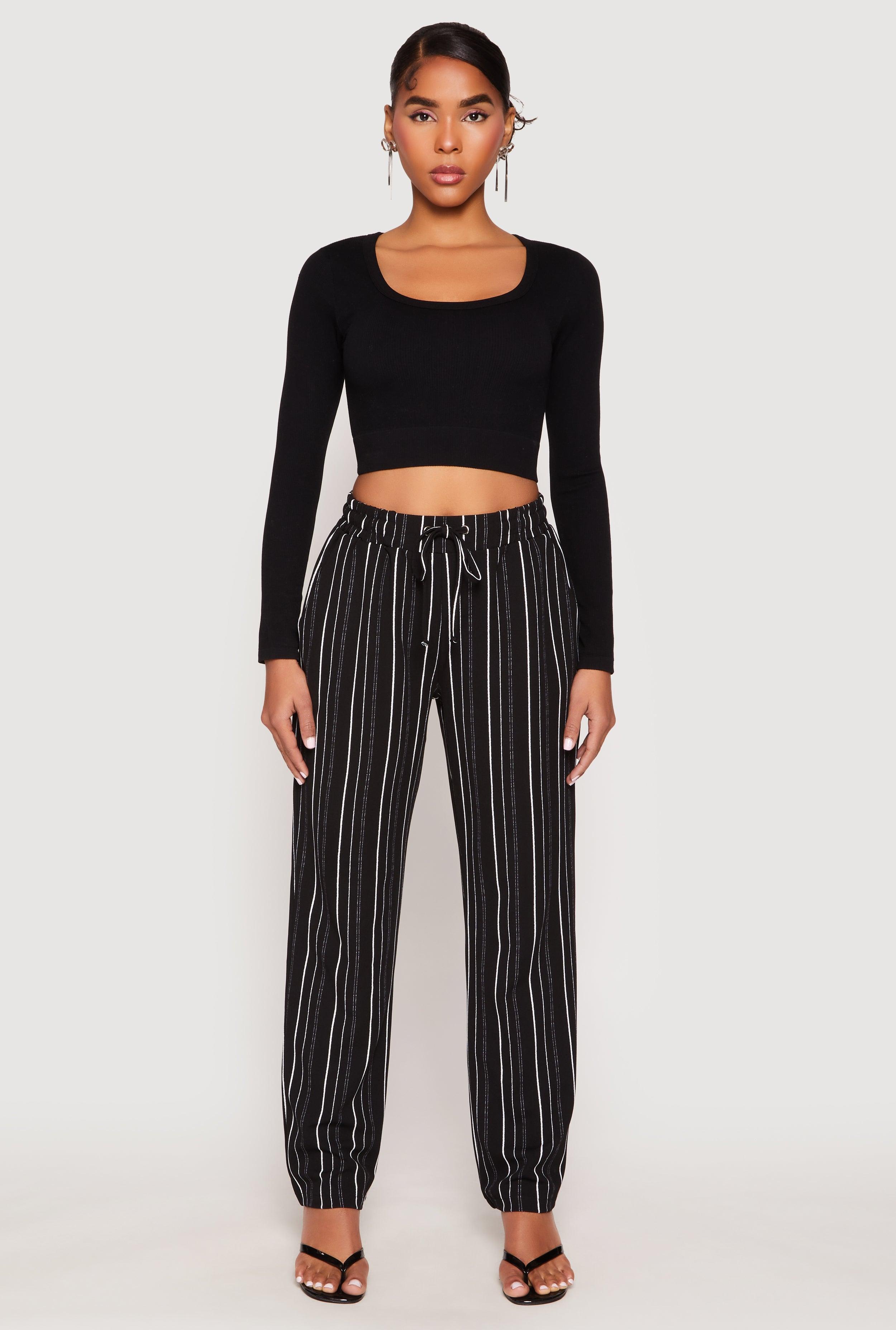 Womens Drawstring Striped Dress Pants Product Image