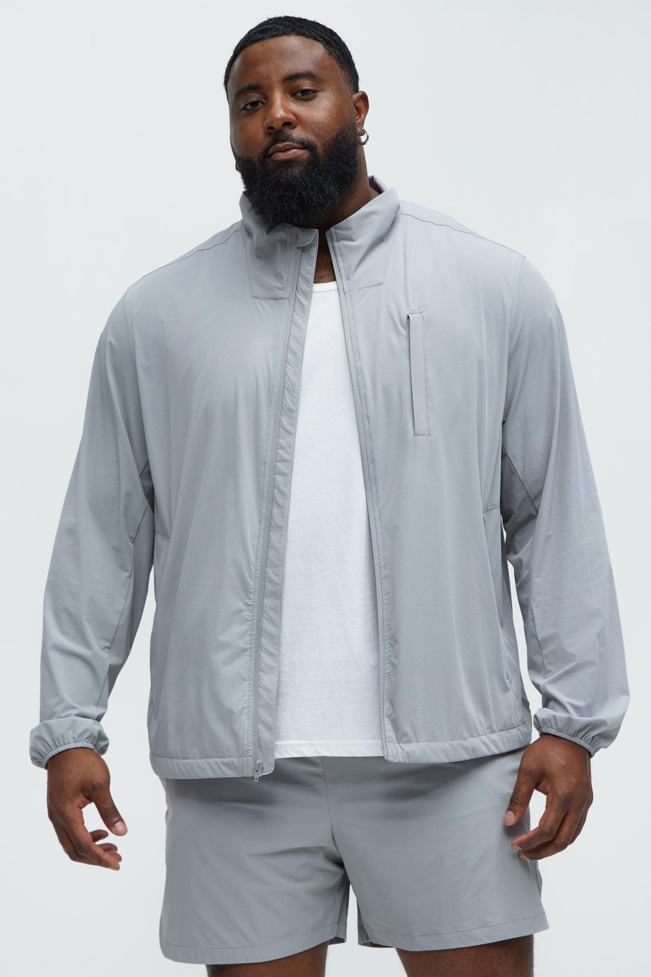 Lightweight Stretch Running Windbreaker Jacket - Grey Product Image