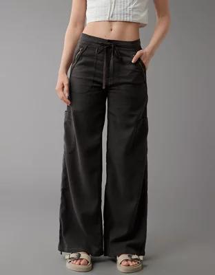 AE Dreamy Drape Linen-Blend Baggy Wide-Leg Cargo Pant Product Image