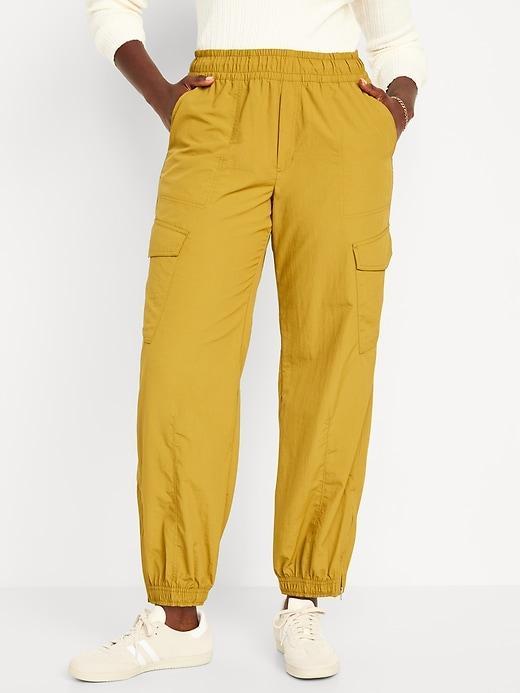 High-Waisted Ankle-Zip Cargo Joggers Product Image