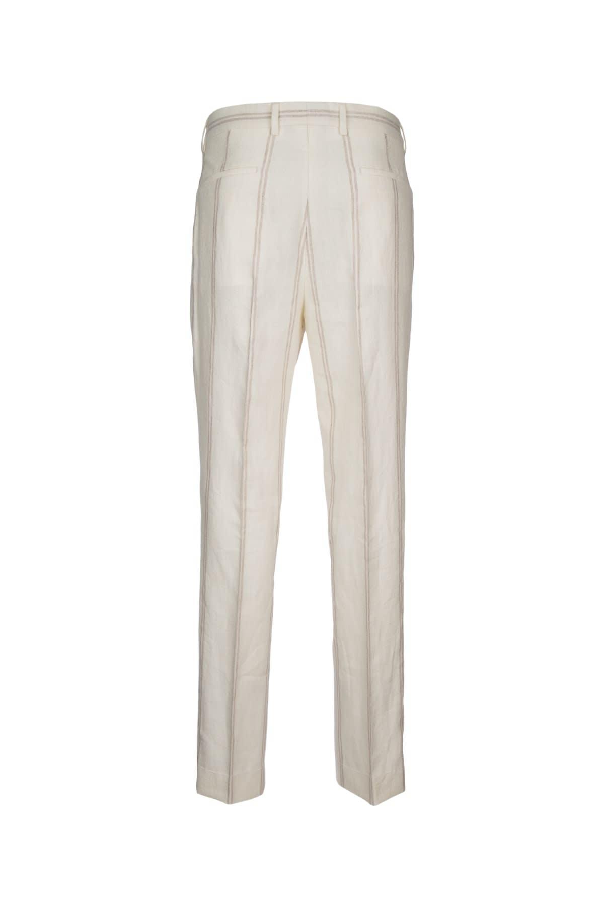 BRUNELLO CUCINELLI Striped Tailored Trousers In Bianco Product Image