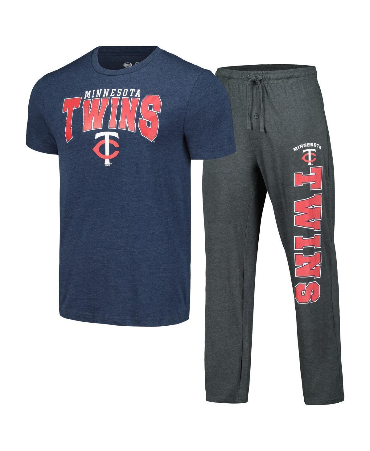 Mens Concepts Sport Charcoal/Navy Minnesota Twins Meter T-Shirt & Pants Sleep Set Product Image