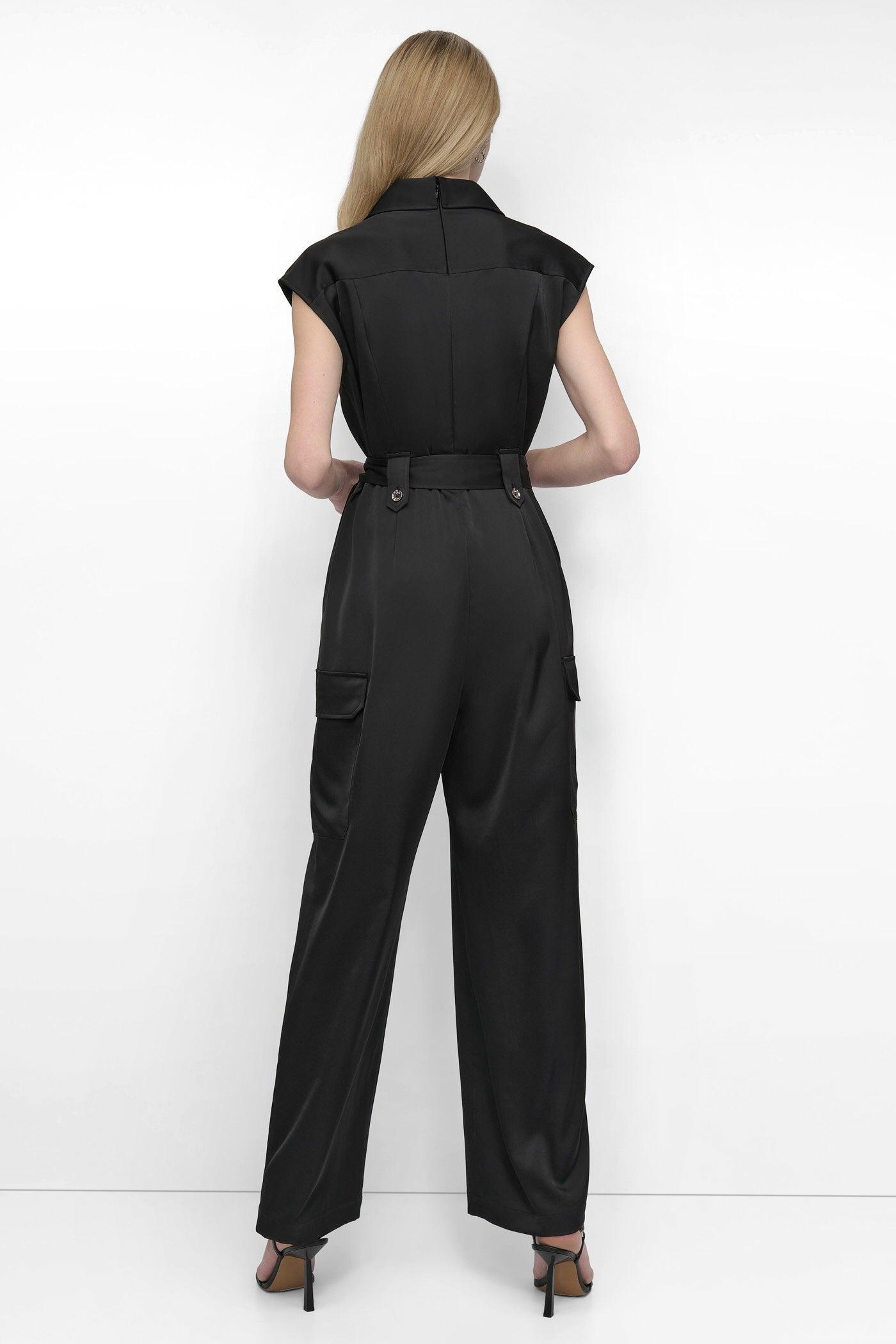 BELTED WRAP-EFFECT CARGO JUMPSUIT Product Image