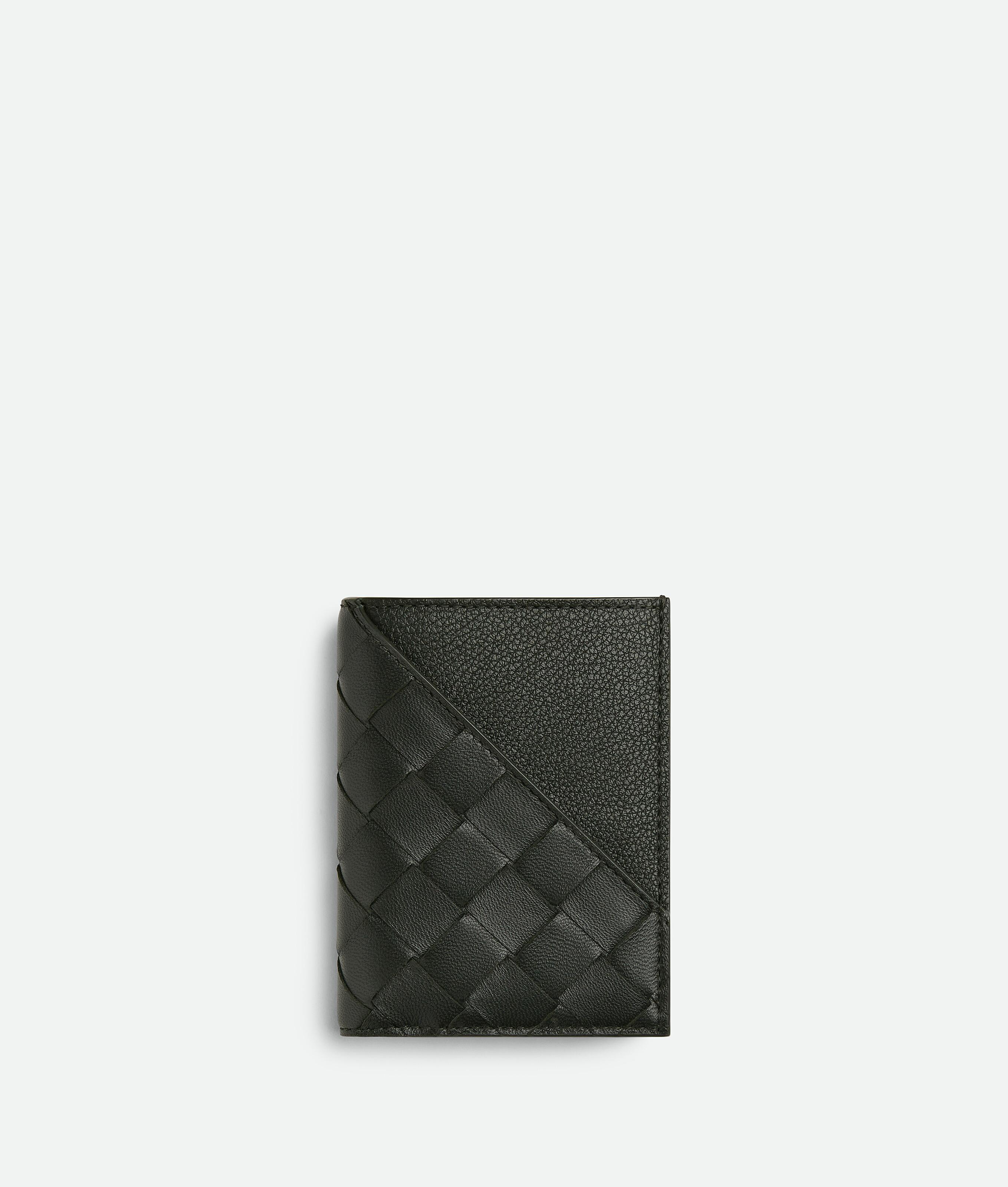 BOTTEGA VENETA Intrecciato Diagonal Slim Flap Card Case In Dark Green Product Image