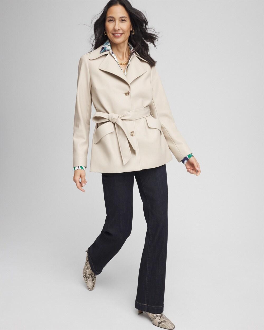 Buttery-Soft Faux Leather Trench Coat Product Image