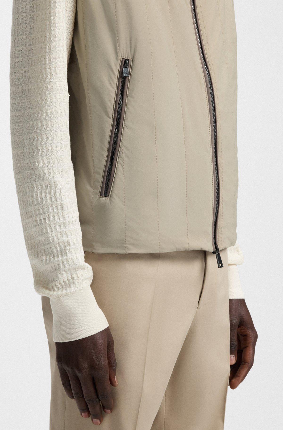 BOSS - Water-repellent gilet with tonal binding - Khaki Product Image