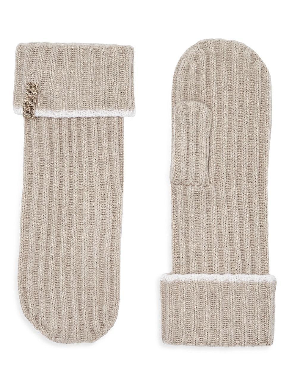 Womens Cashmere Rib Knit Mittens Product Image