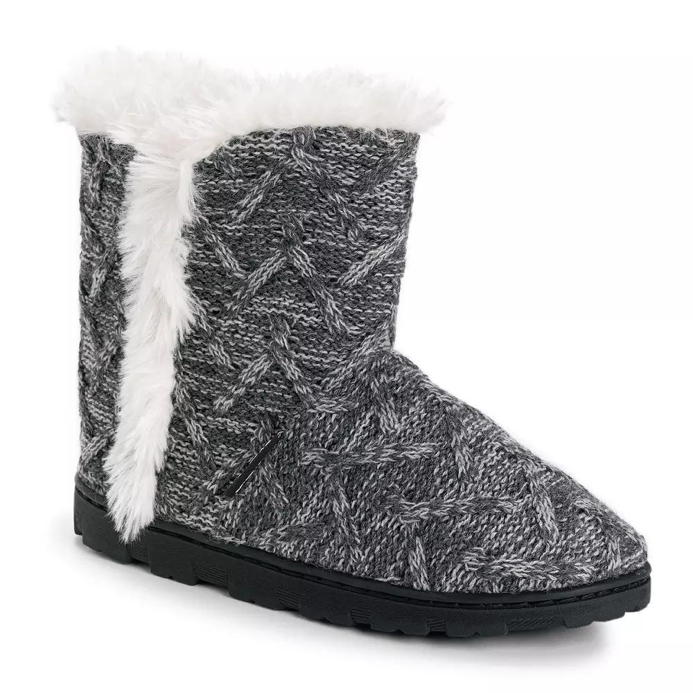 MUK LUKS Cheyenne Women's Slipper Boots, Size: Large, Grey Cable Product Image