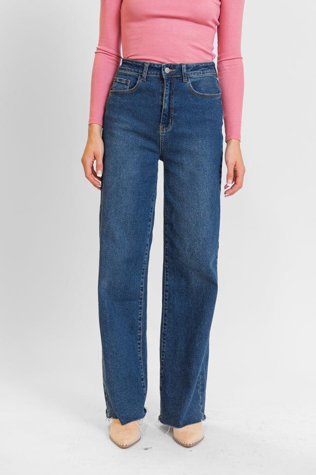 Kelsea Dark Wash Wide Leg Tall Jeans FINAL SALE Product Image