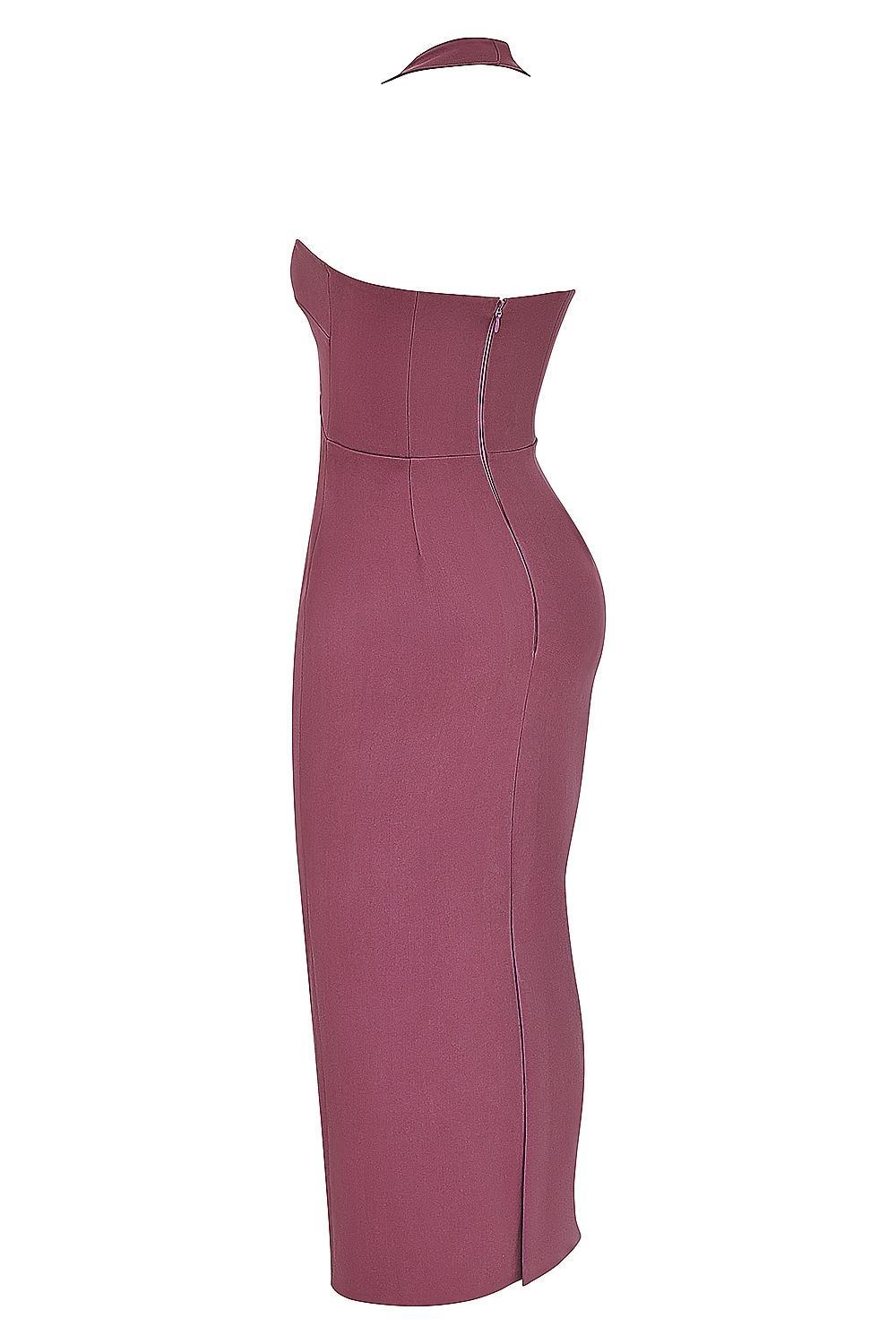 Mia  mulberry twill halter maxi dress Product Image