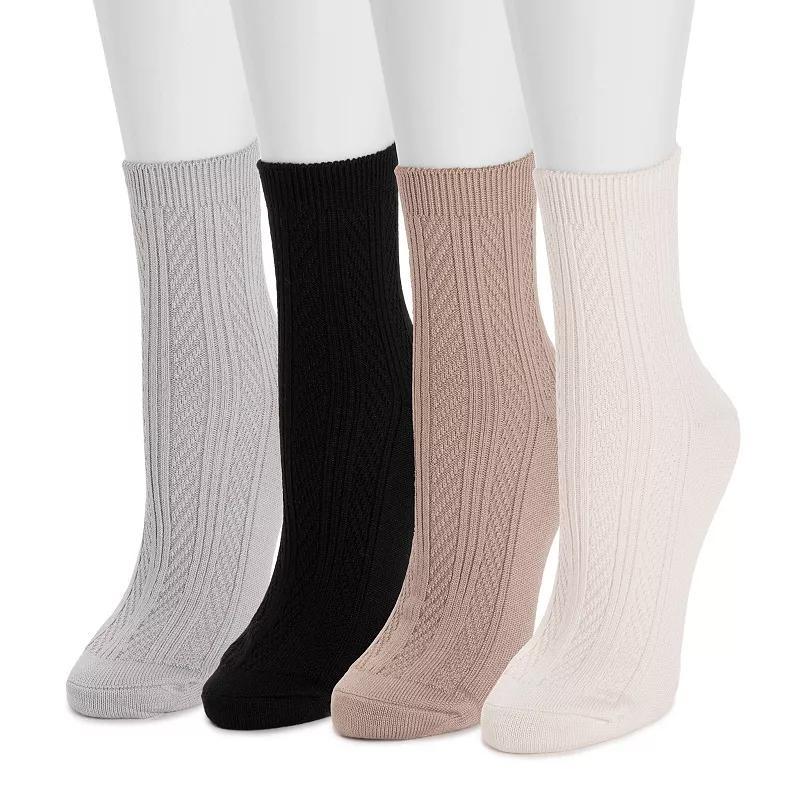 Womens MUK LUKS Fluffy Microfiber Texture Crew Socks 4-Pack Product Image