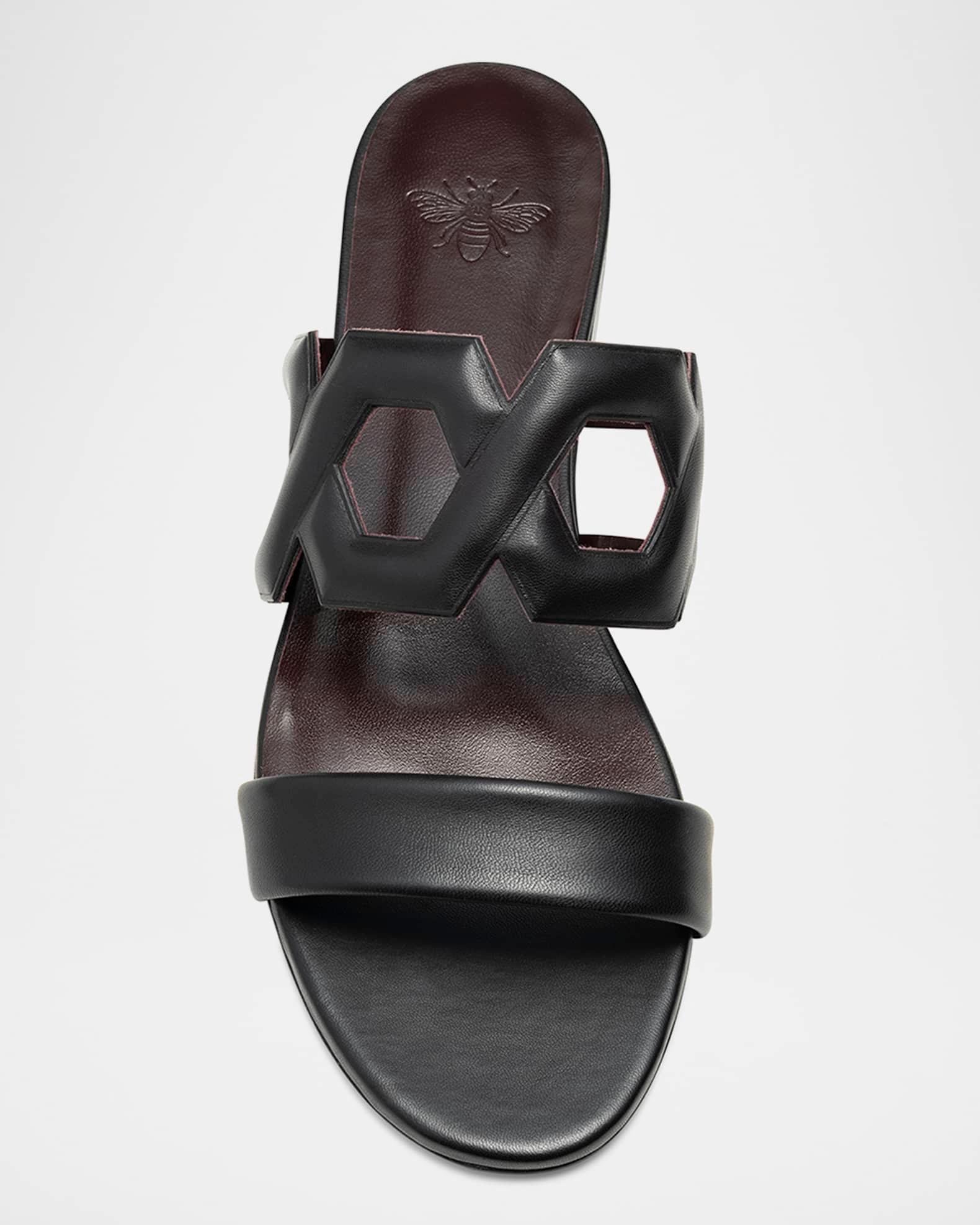 Leather Link Flat Slide Sandals Product Image