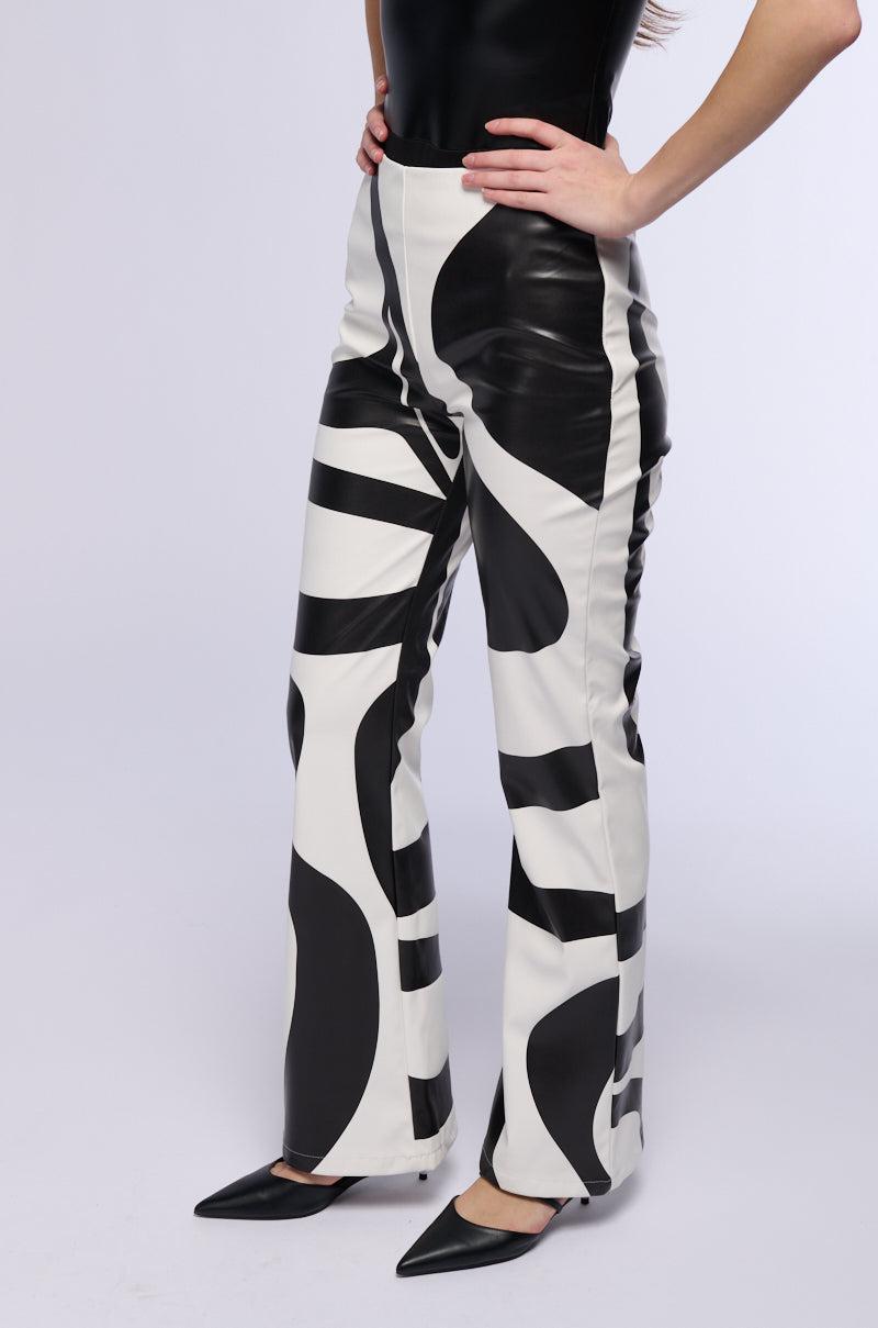 GROOVE ON FAUX LEATHER FLARE TROUSER Product Image