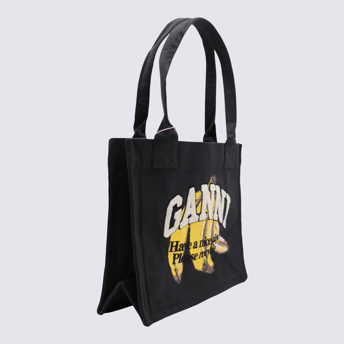 GANNI Banana Print Large Tote Bag In Black Product Image
