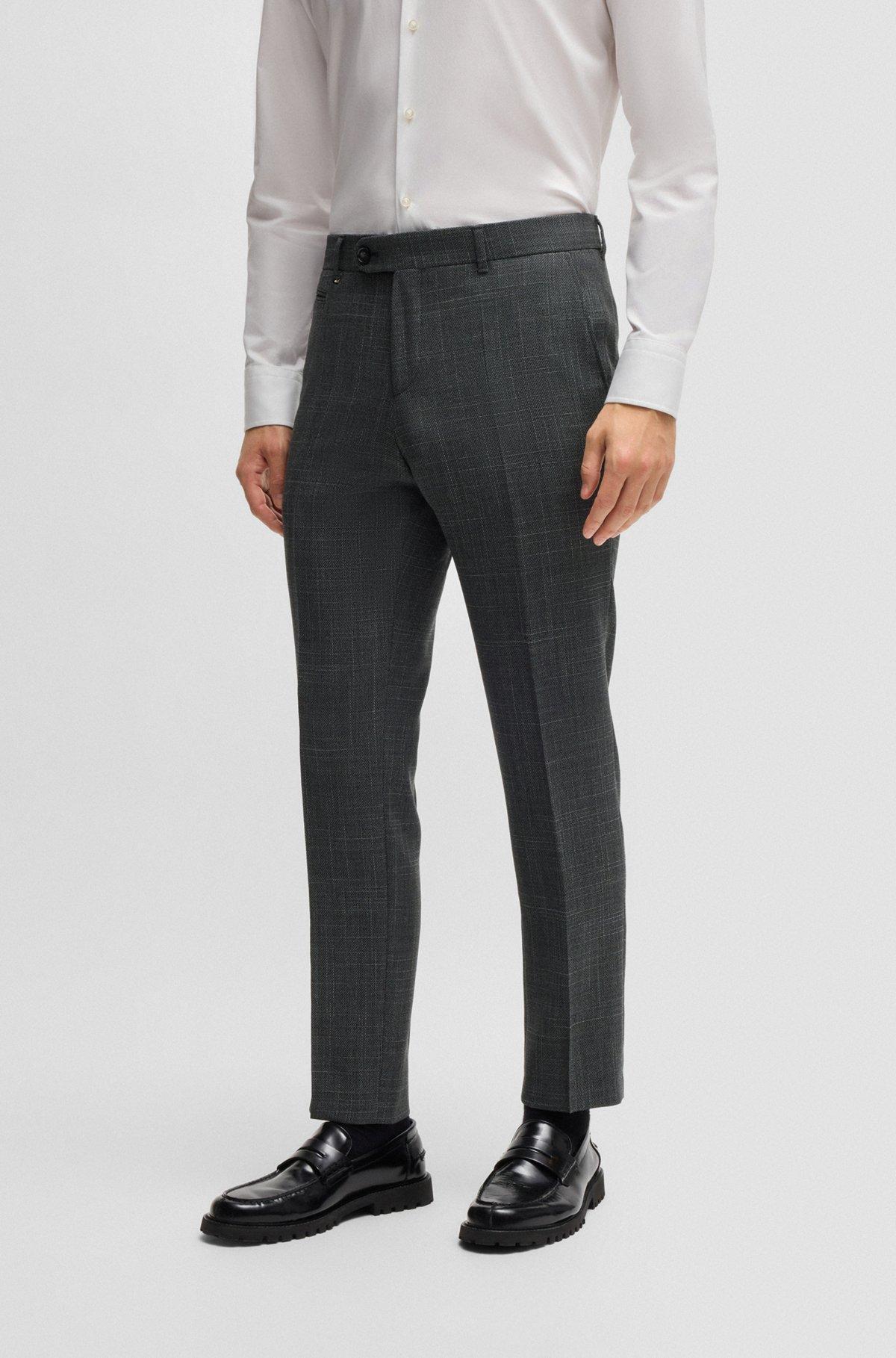 Slim-fit trousers in micro-patterned stretch cloth Product Image