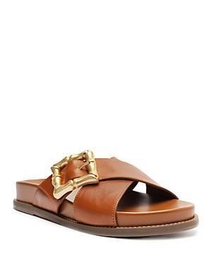 Enola Crisscross Buckle Leather Sandals Product Image