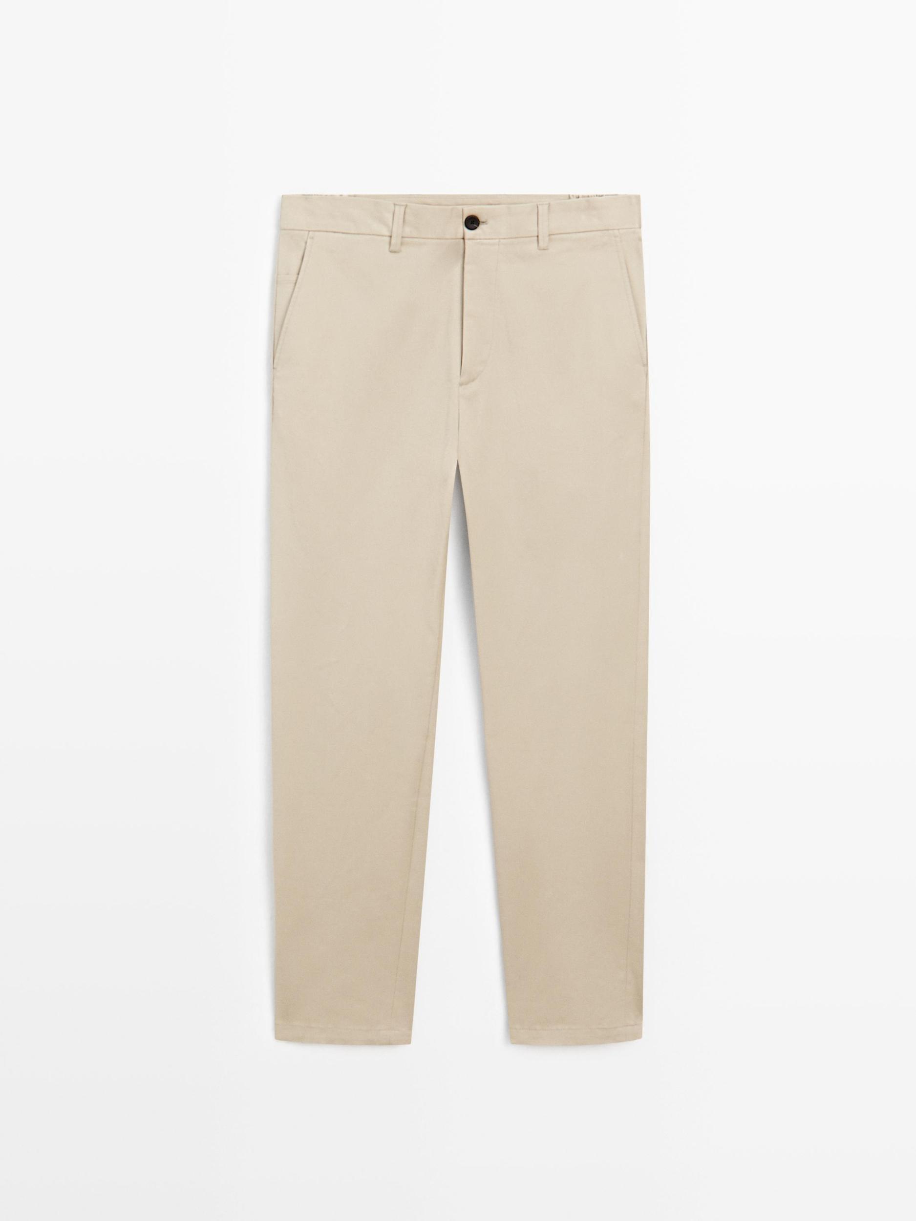 Cotton blend tapered fit trousers Product Image