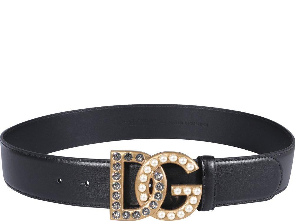 DOLCE & GABBANA Dg Logo Embellished Buckle Belt In Black Product Image