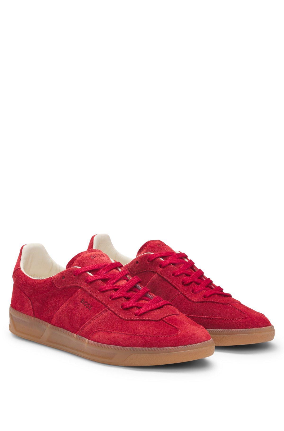 Suede lace-up trainers with logo detail Product Image