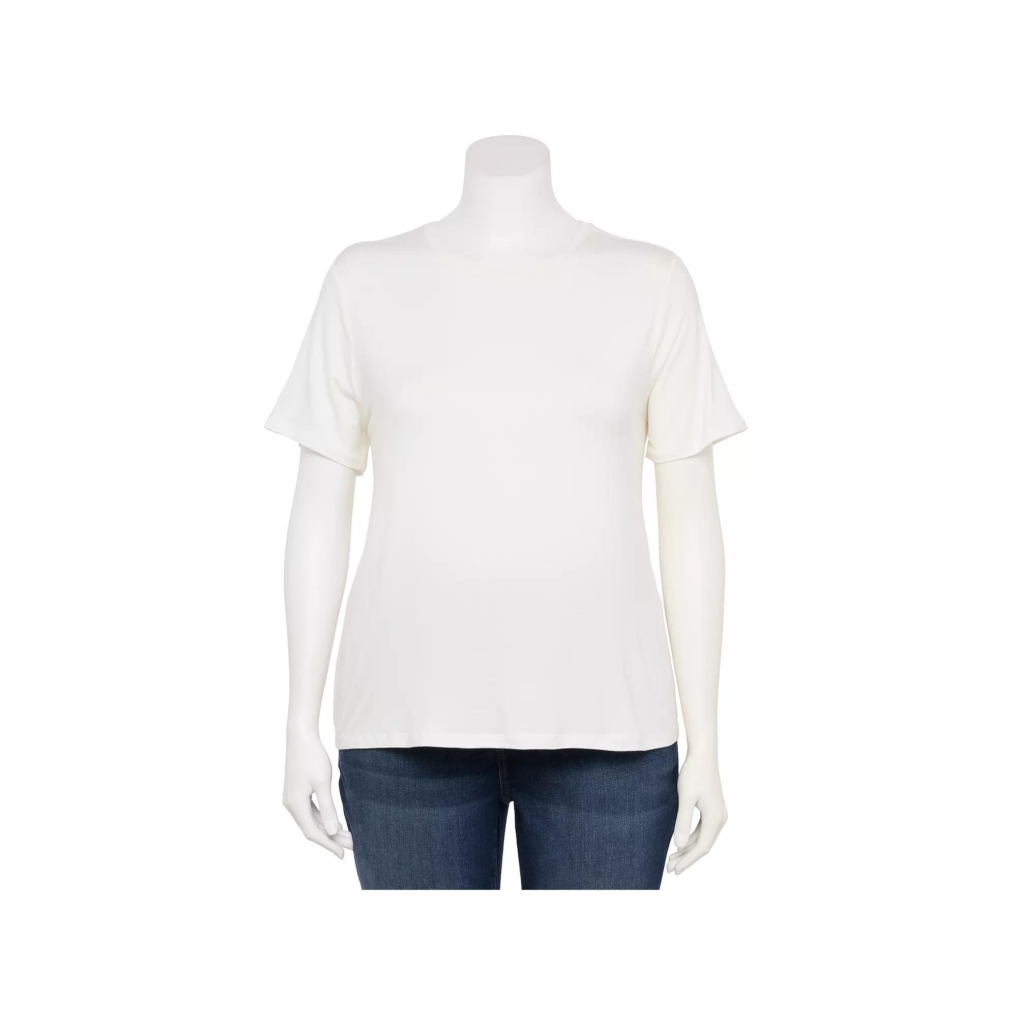 Plus Size Nine West Essential Crewneck Tee, Women's, Size: 0X, White Knight Product Image