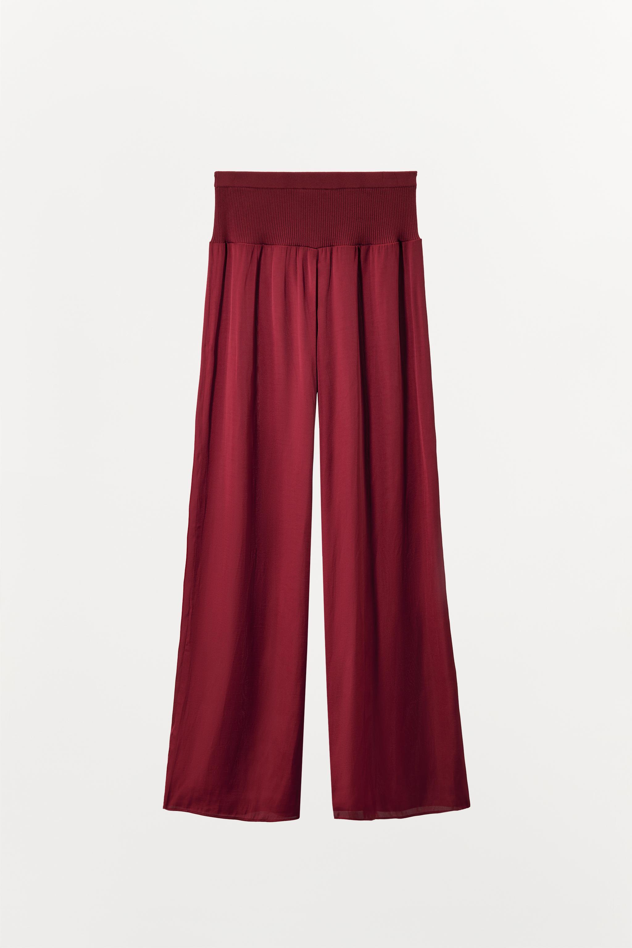 SATIN RIBBED PANTS Product Image