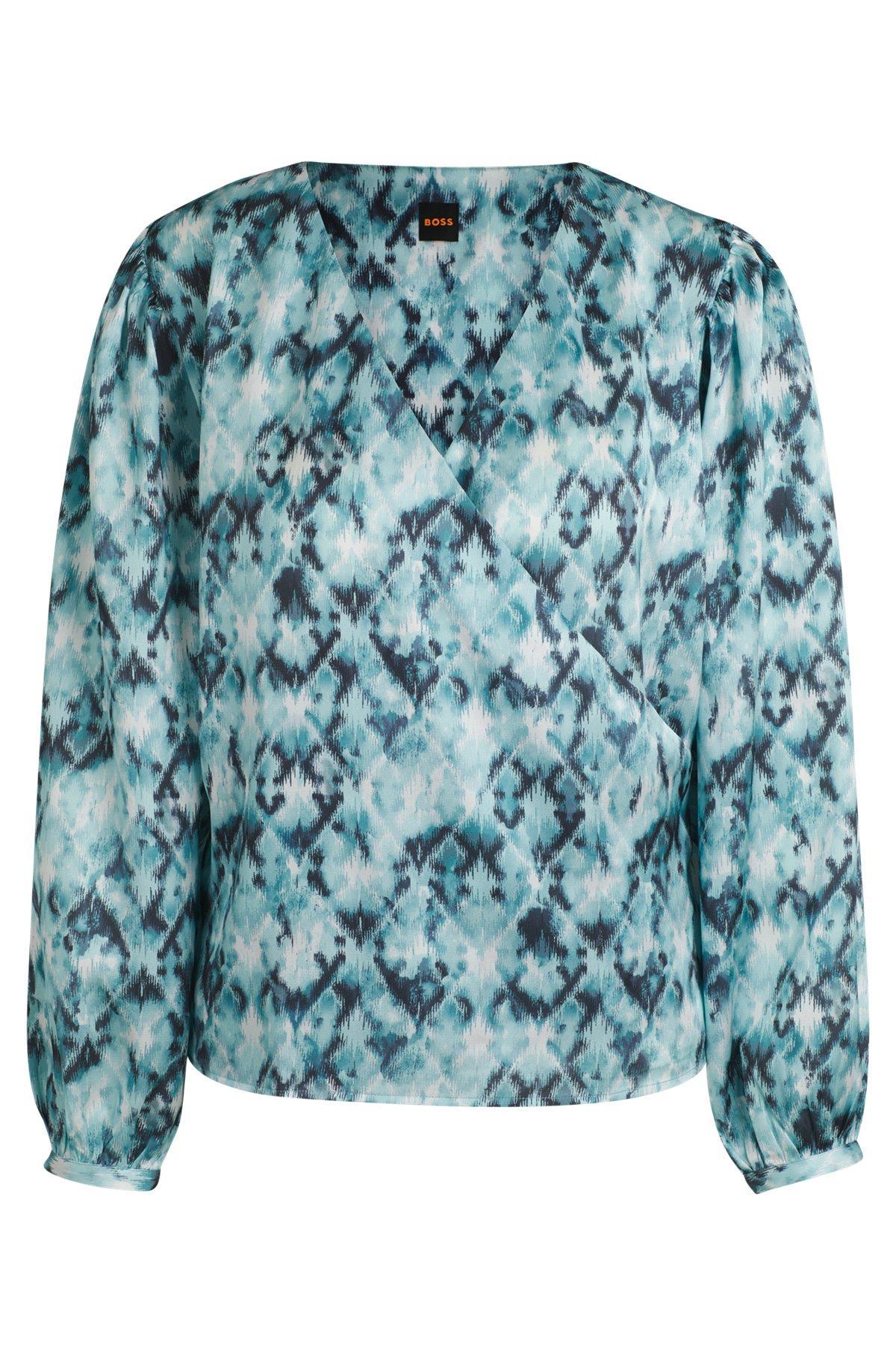 Regular-fit blouse in printed hammered satin Product Image