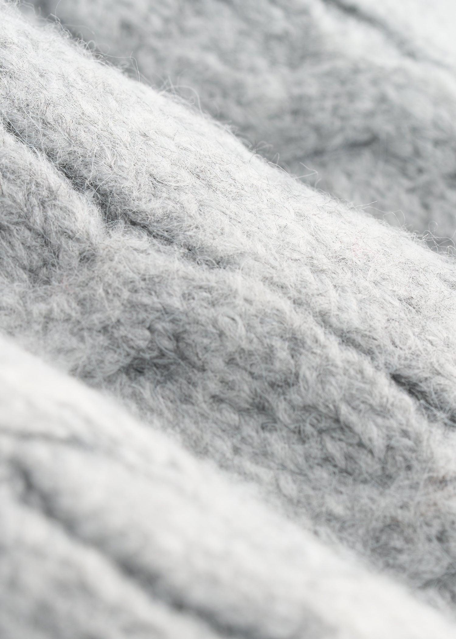 Johnny Collar Cable Knit Sweater for Tall Women in Grey Mix Female Product Image