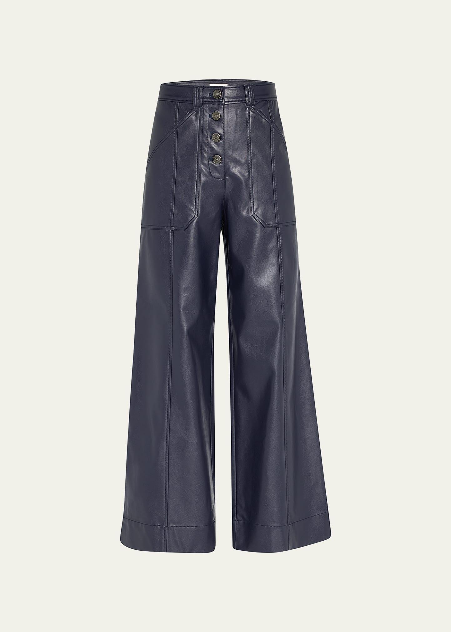 Benji Cropped Wide-Leg Faux-Leather Pants Product Image