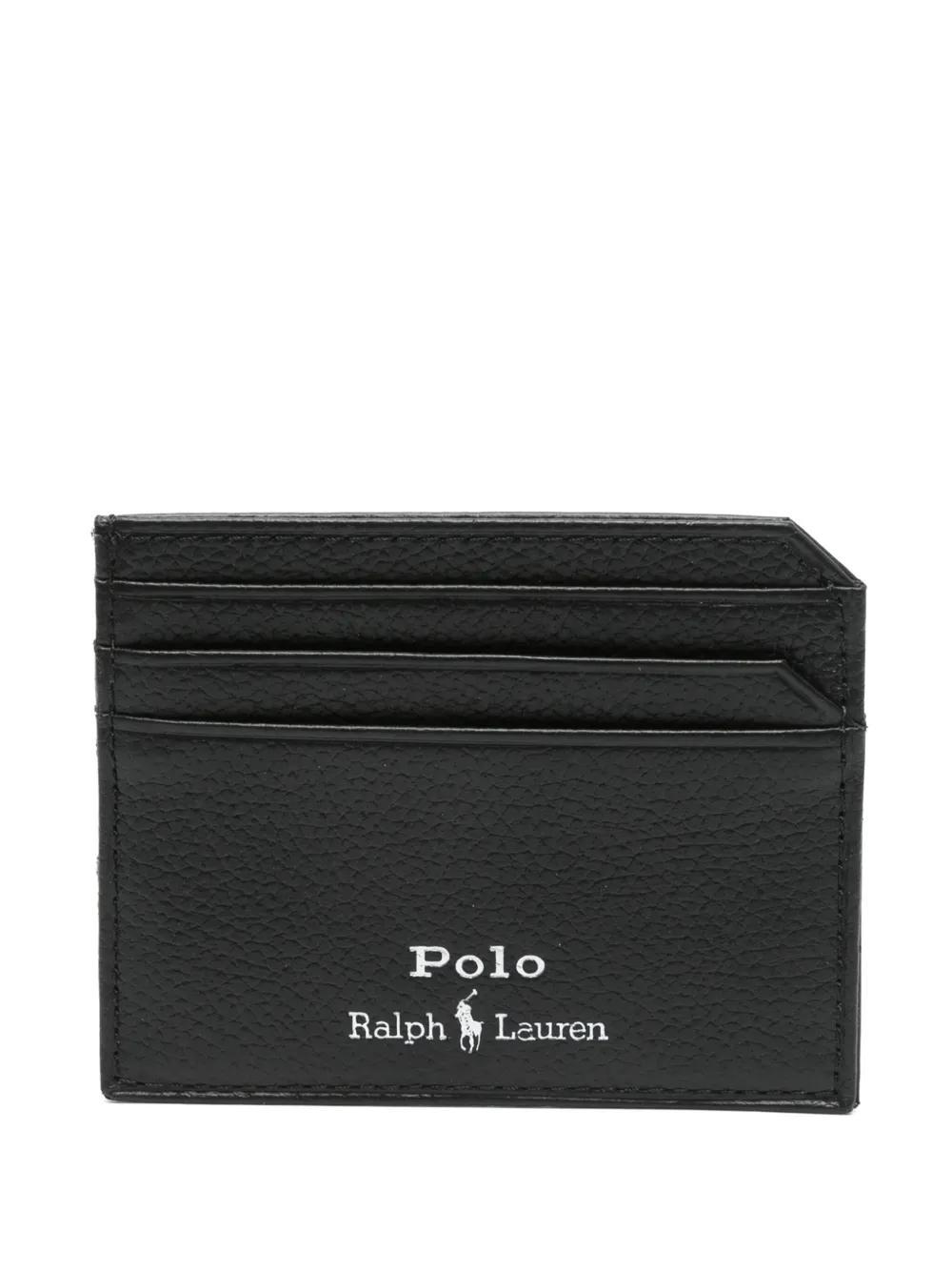 POLO RALPH LAUREN Grained Leather Card Holder In Black Product Image