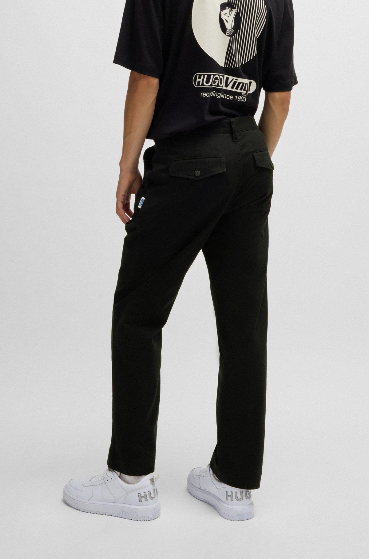 Regular-fit trousers in cotton twill with signature label Product Image