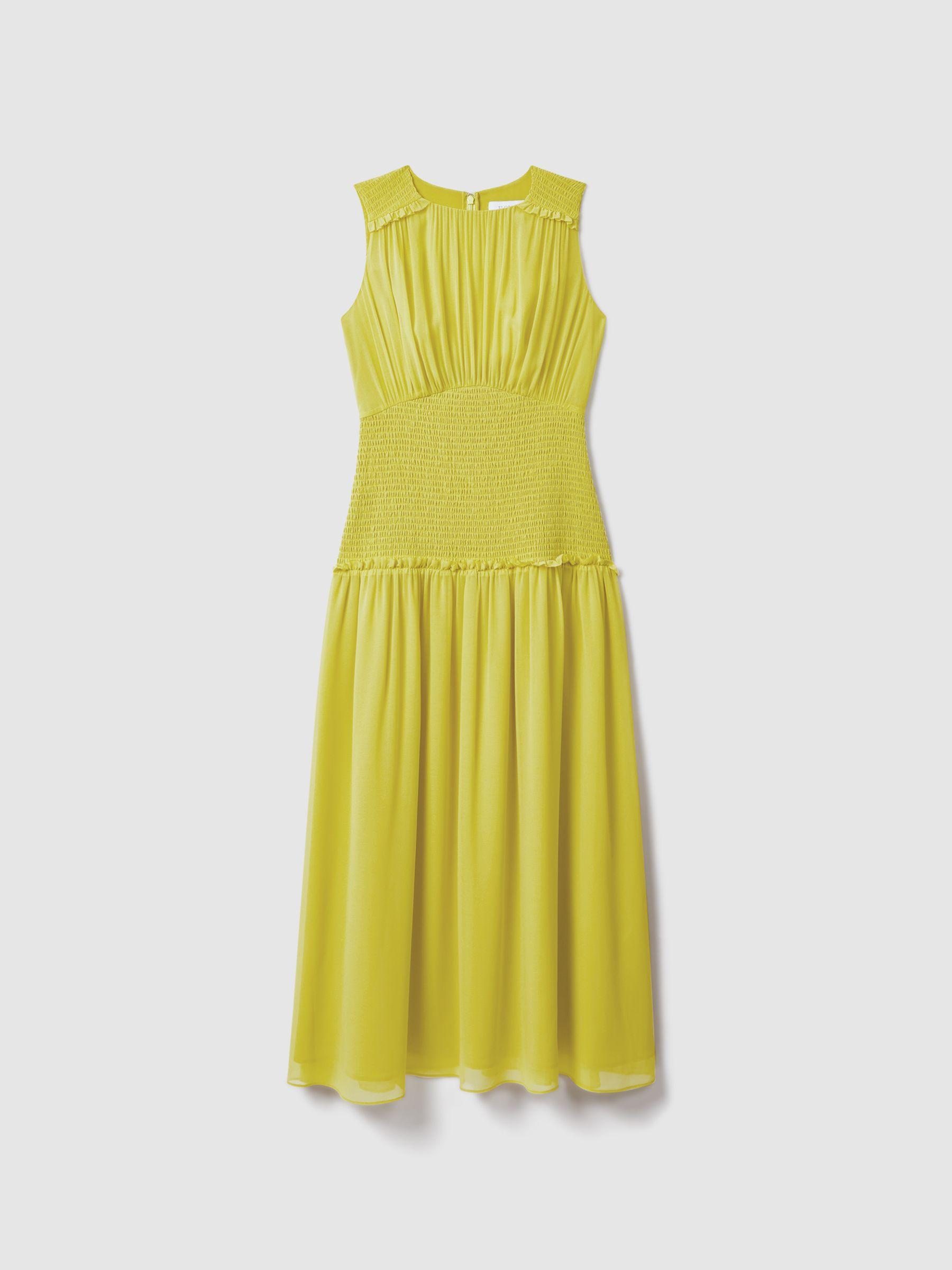 Florere Smocked Waist Midi Dress in Lime Product Image