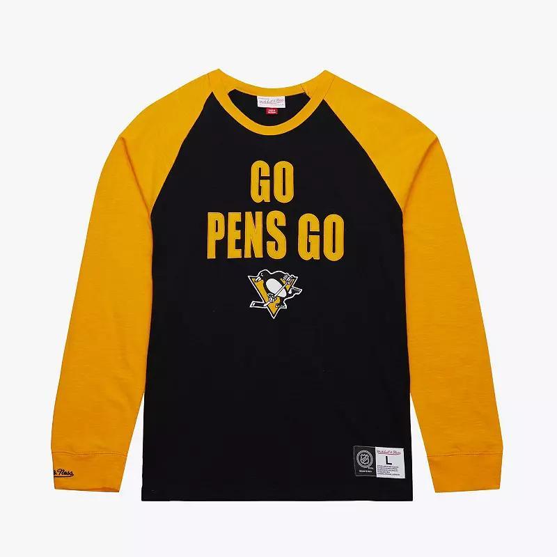 Mens Mitchell & Ness /Gold Pittsburgh Penguins Legendary Slub Raglan Long Sleeve T-Shirt Product Image