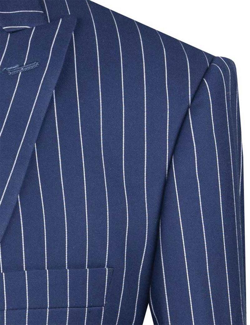 Odyssey Collection - Blue Regular Fit 3 Piece Suit 2 Button Gangster Stripe Product Image