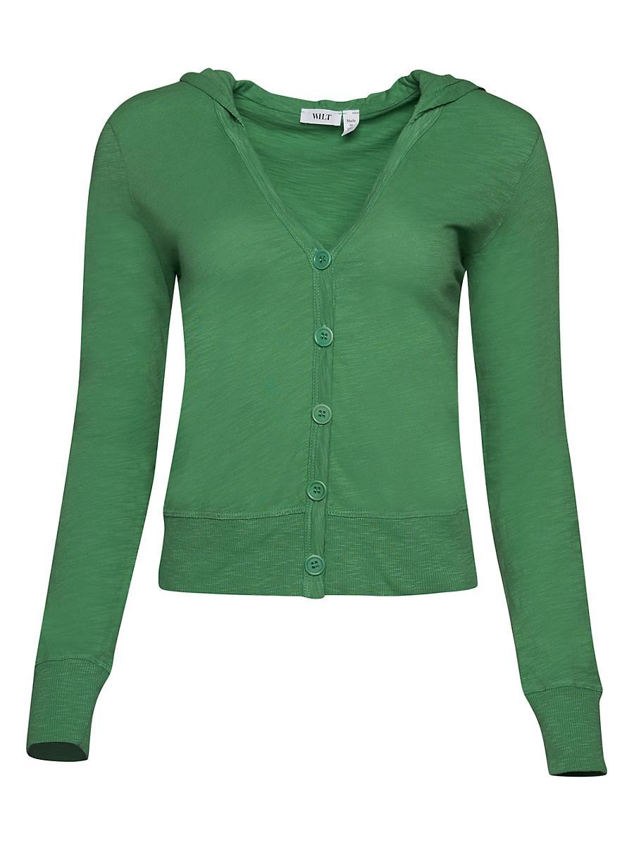 Womens Long-Sleeve Cotton Slub Cardigan Hoodie Tee Product Image