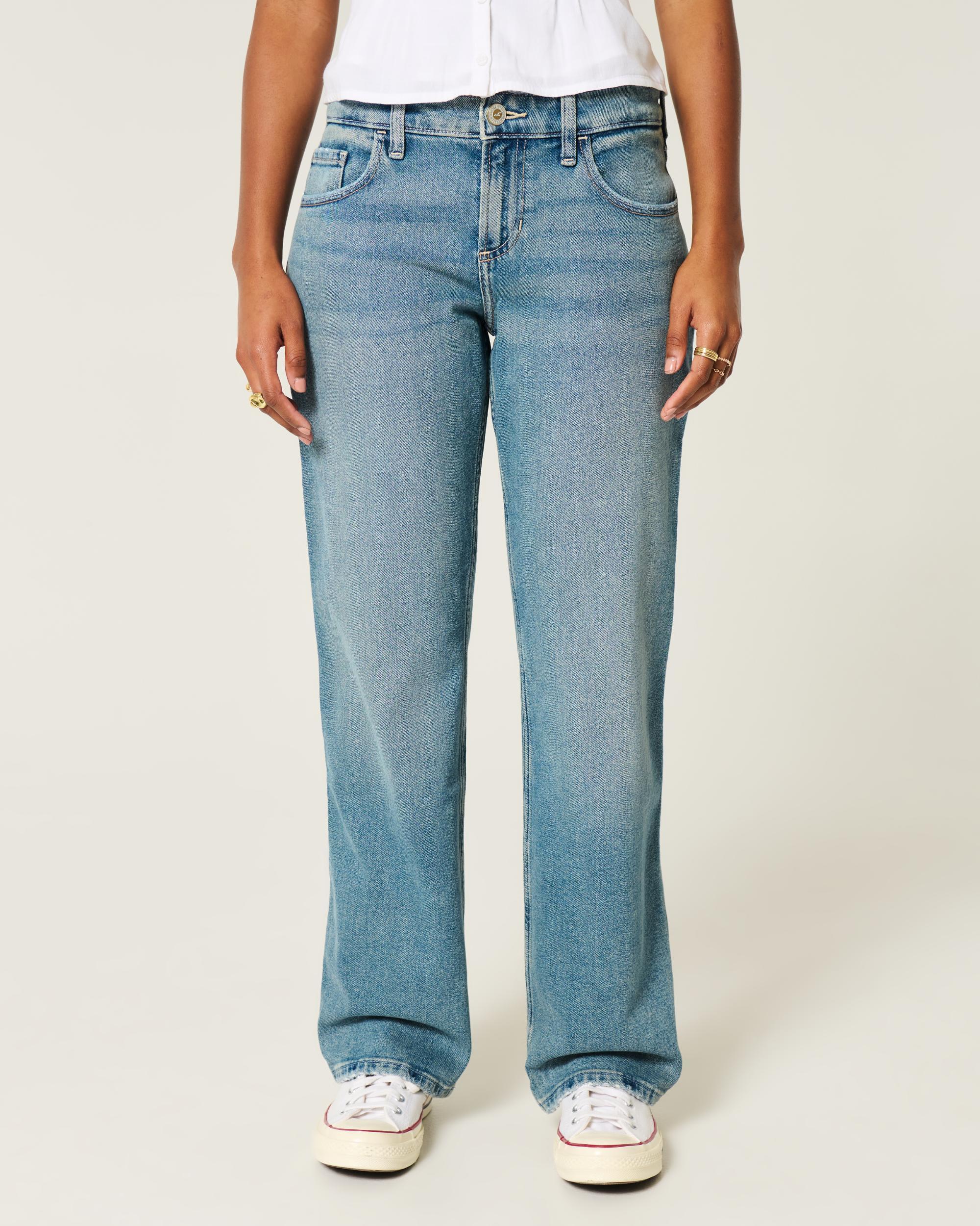 Low-Rise Medium Wash Relaxed Straight Jeans Product Image