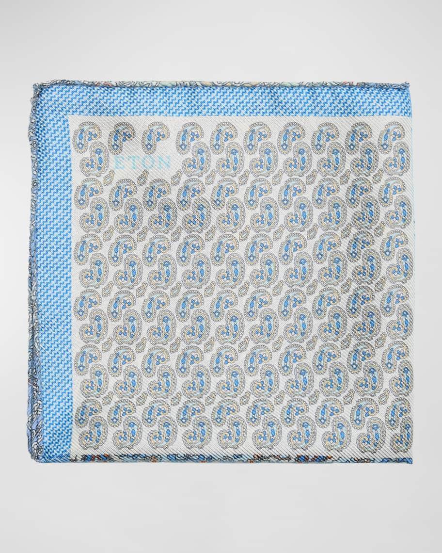 Men's Paisley-Print Tussah Silk Pocket Square Product Image