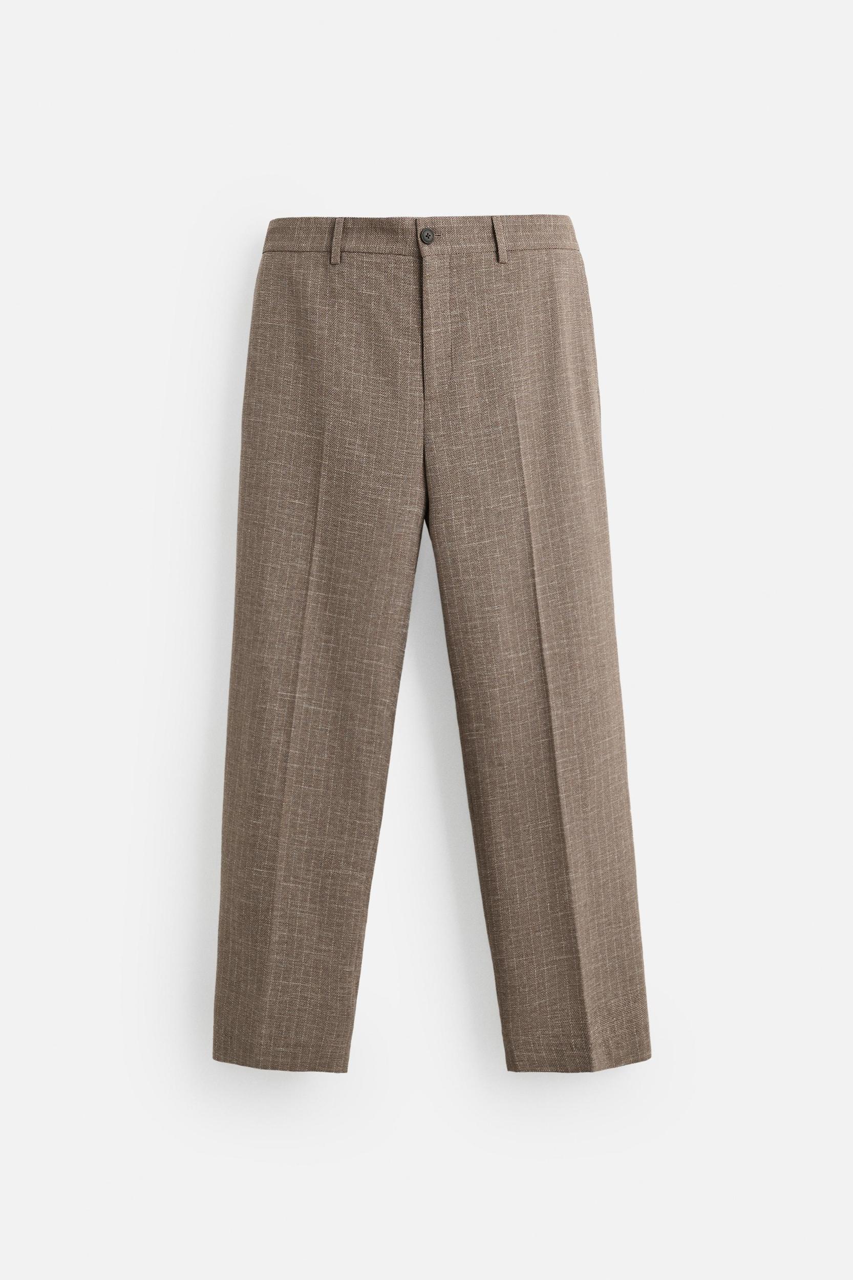 STRIPED TEXTURED SUIT PANTS Product Image