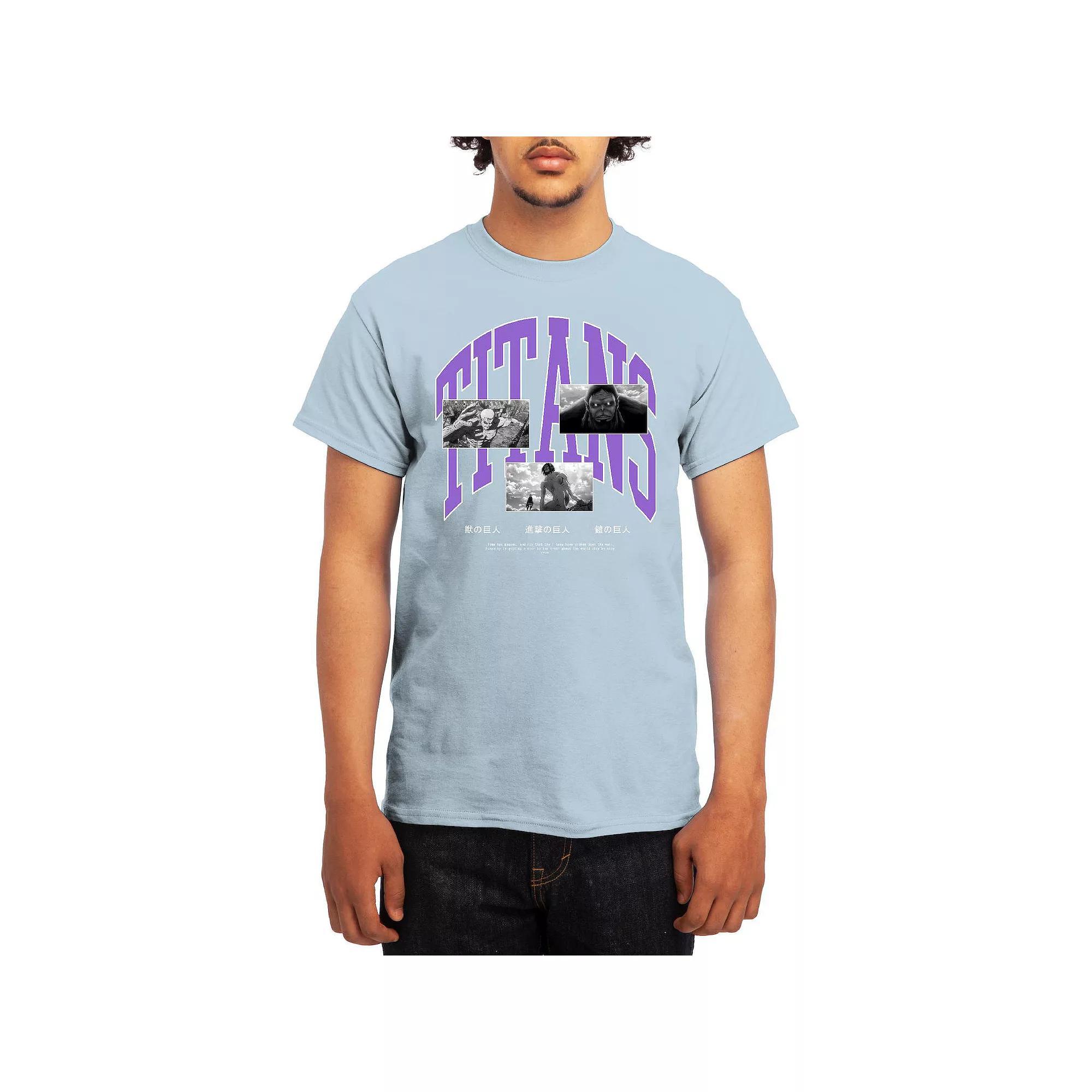 Mens Attack on Titan Athletic Graphic Tee Blue Product Image