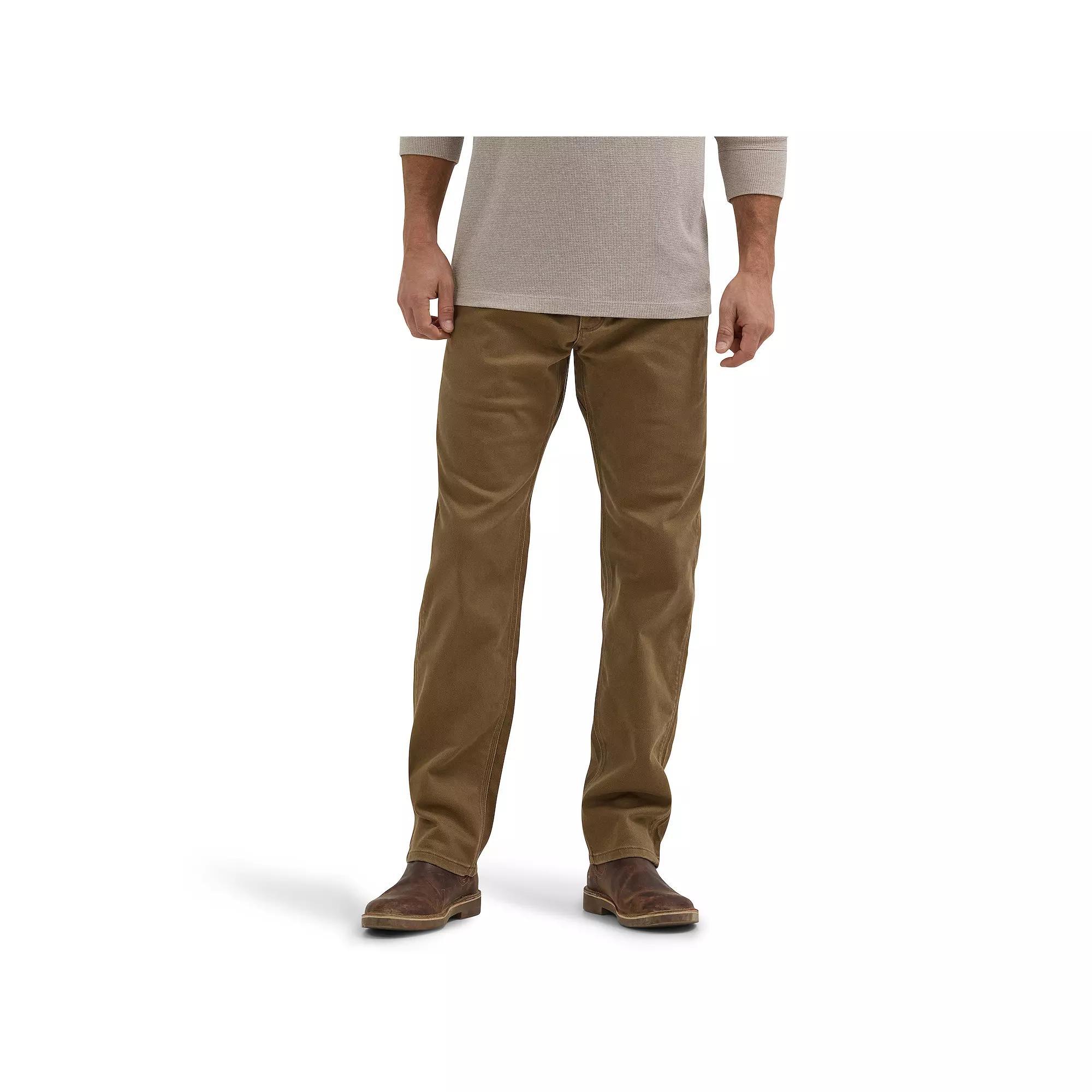 Men's Wrangler Peak Comfort Regular Fit Twill Pants, Size: 36X30, Brown Product Image