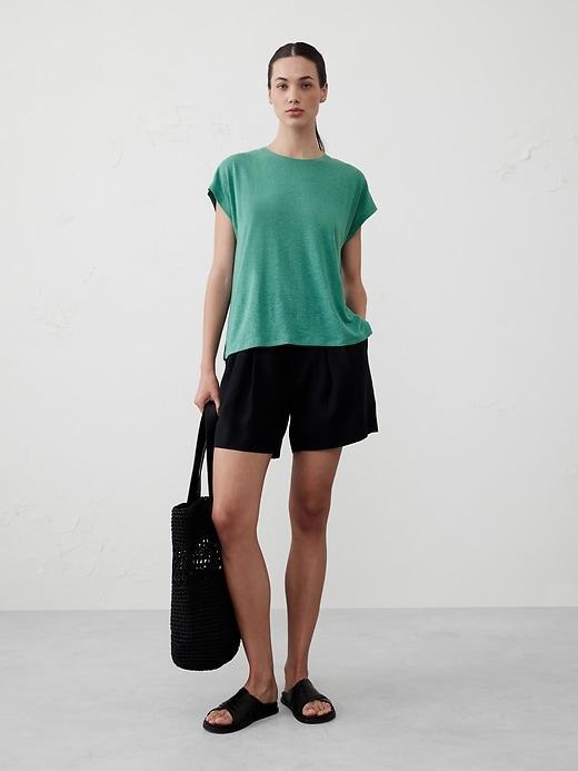 Linen-Blend Dolman T-Shirt Product Image