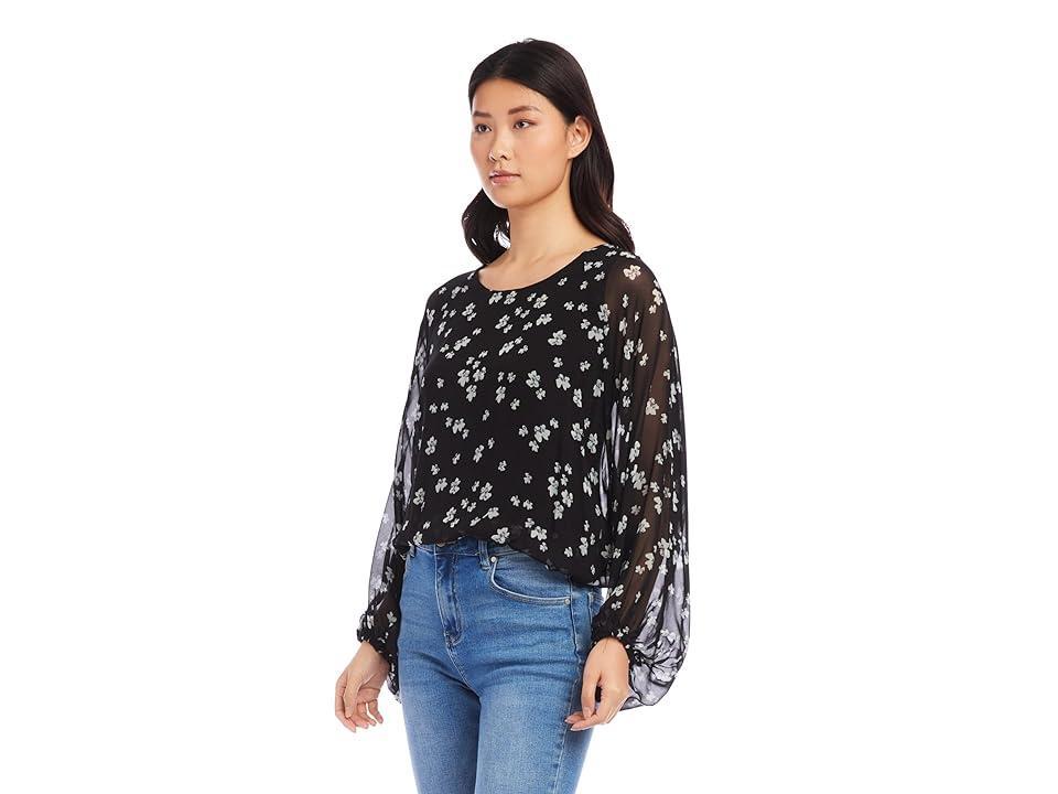 Karen Kane Lantern Sleeve Top (Print) Women's Clothing Product Image