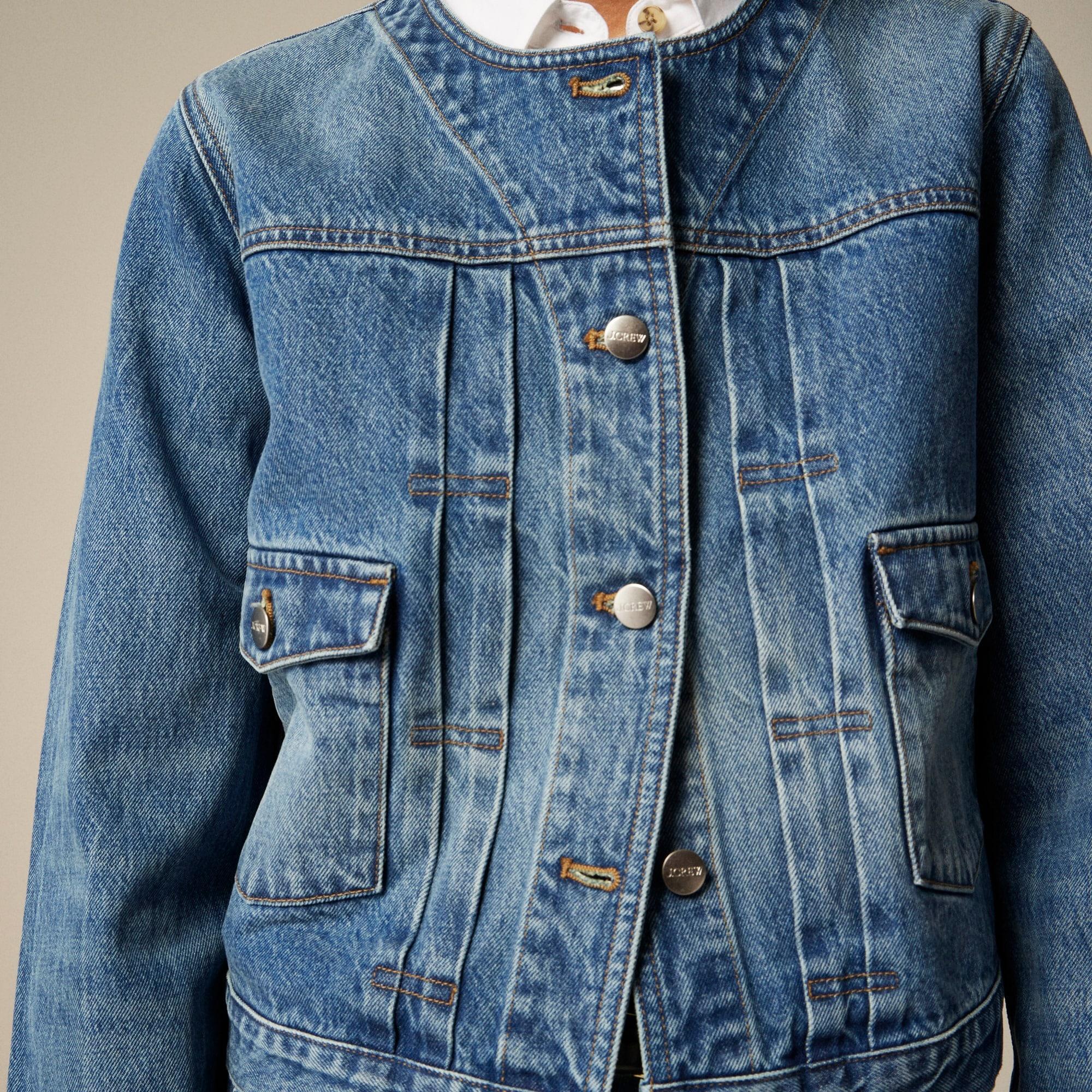 Pleated denim lady jacket Product Image