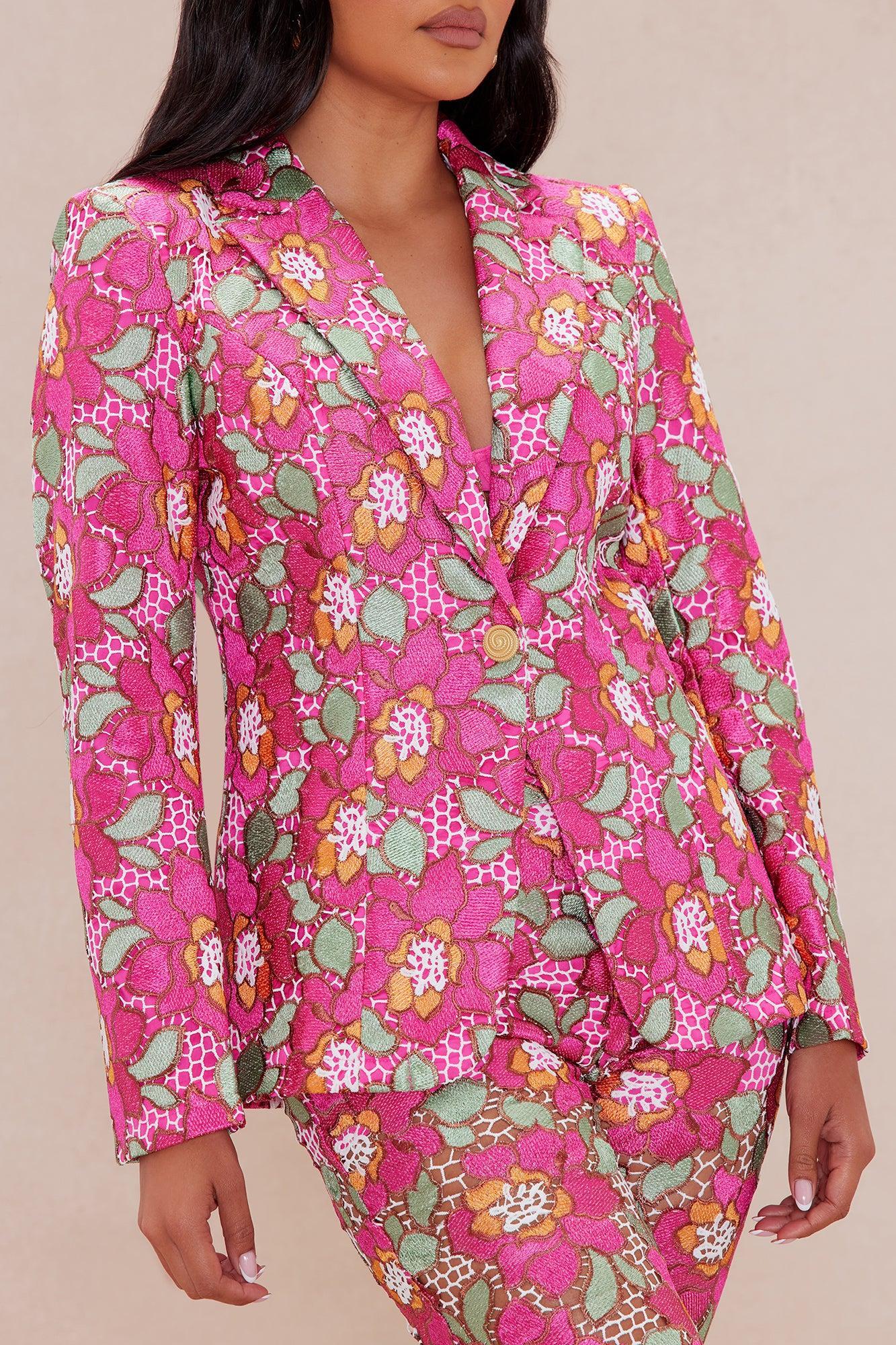 Maura Embroidered Blazer - Pink/combo Product Image