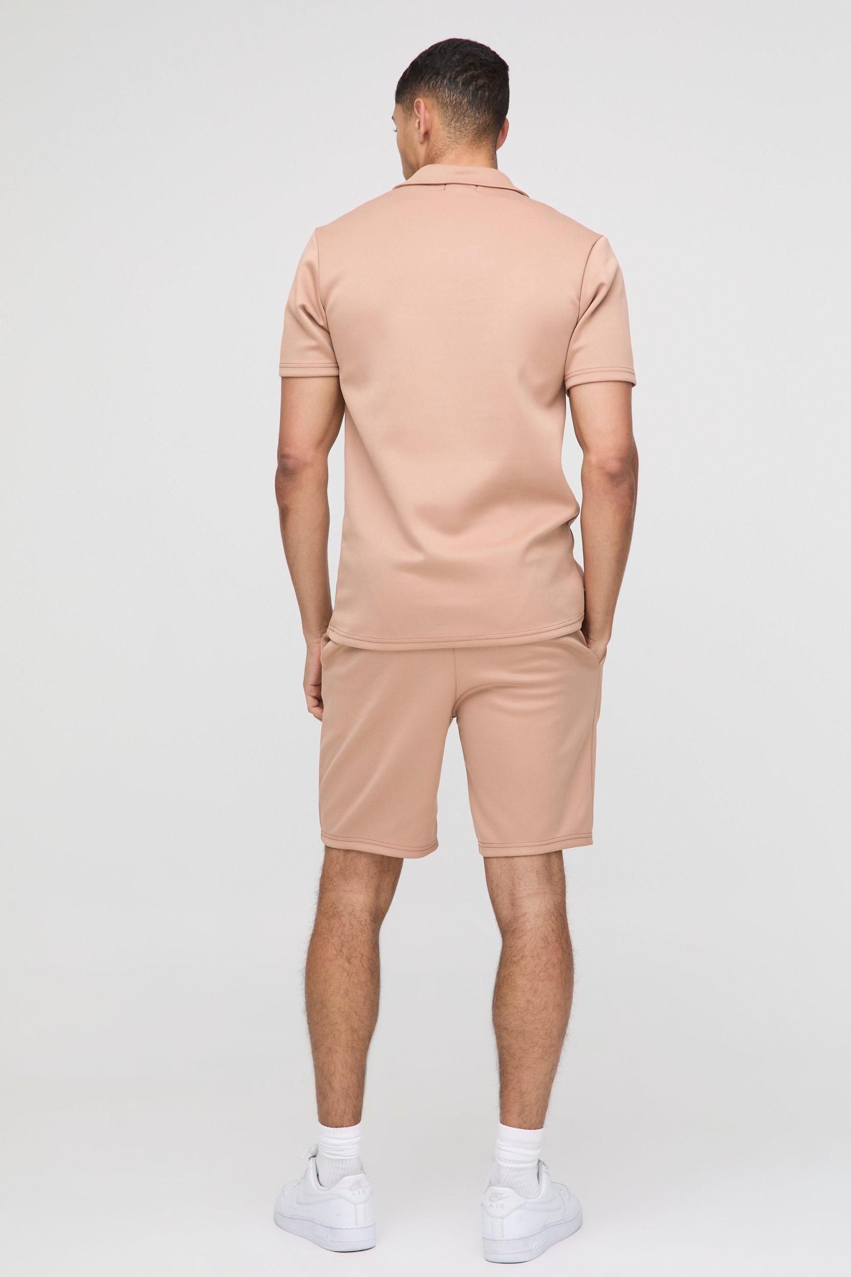 Slim Scuba Polo & Short Set | boohooMAN USA Product Image